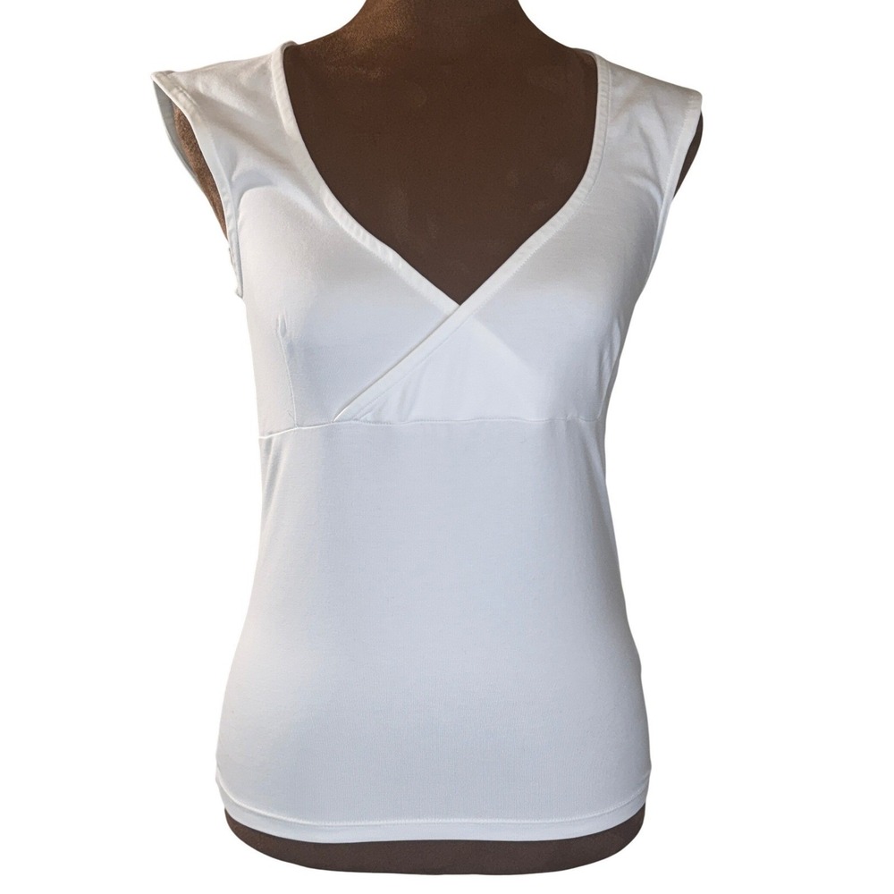 J.Crew Top XS Sleeveless Wrap White Stretch Knit NWT Blouse Shirt‎ Top Tee - Picture 2 of 9